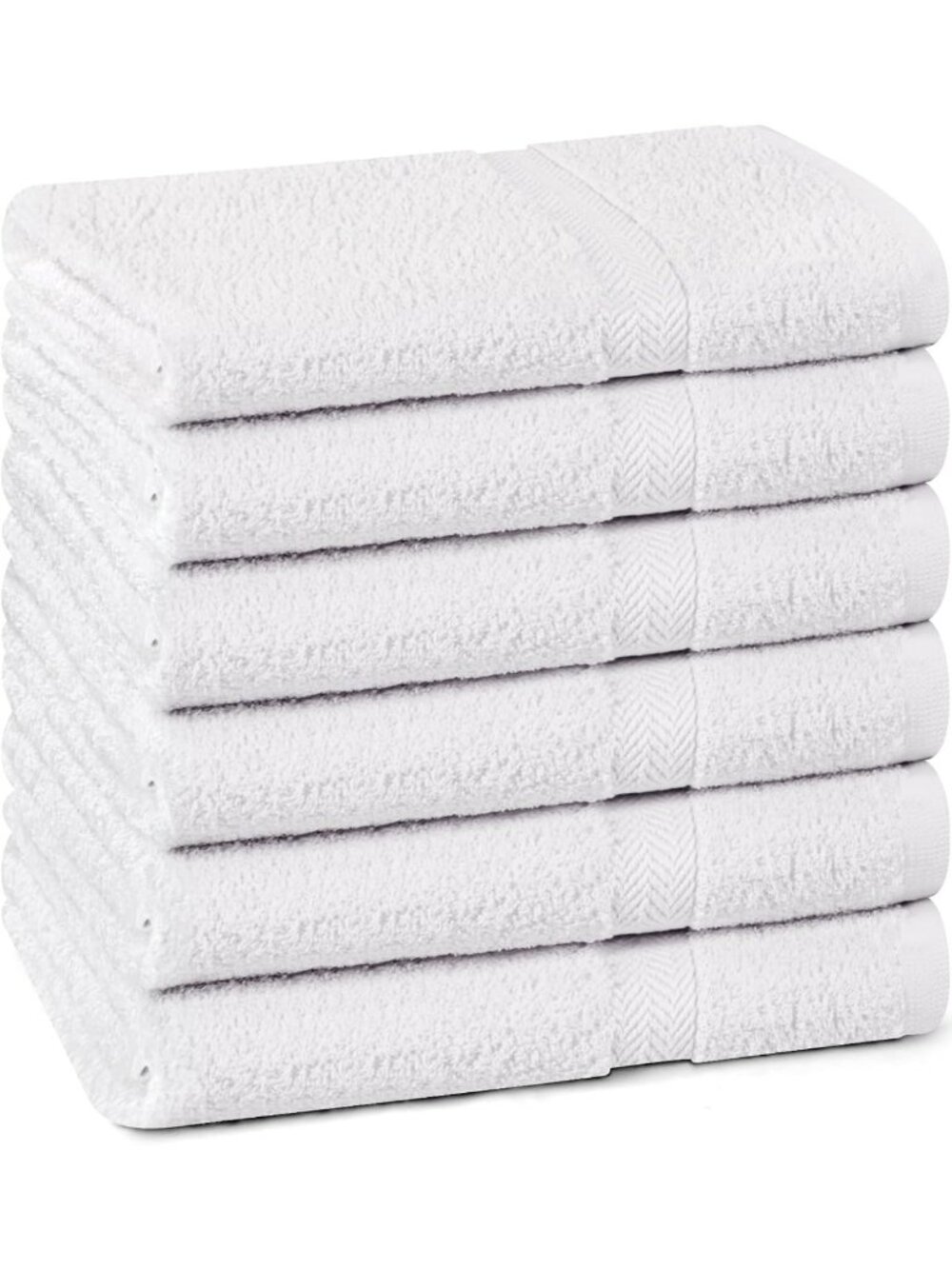6 Pack White Bath Towels - 100% Cotton, Quick Dry, Super Absorbent, Soft